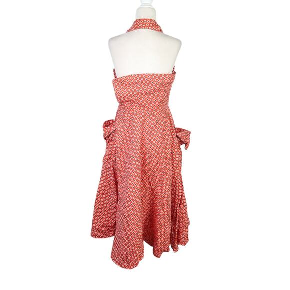 Vintage 50s Red Floral Halter Dress Fit and Flare Rockabilly XXS - Picture 4 of 8